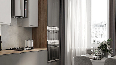 Кухня на заказ Нео 2115 Графит глянец